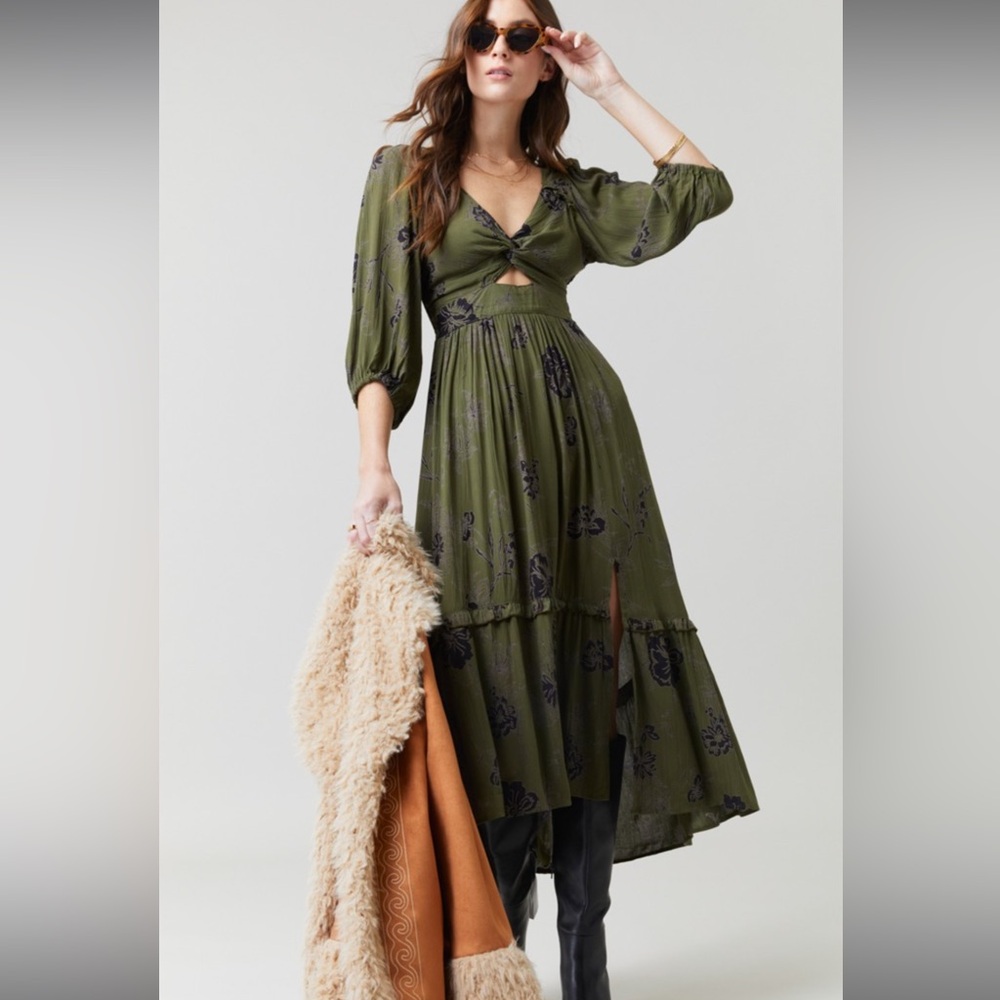 Jeannie floral twist front maxi dress